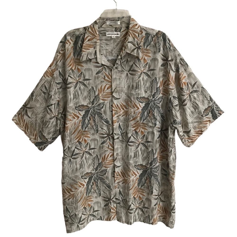 Pierre Cardin Hawaiian print rayon button up shirt XL‎